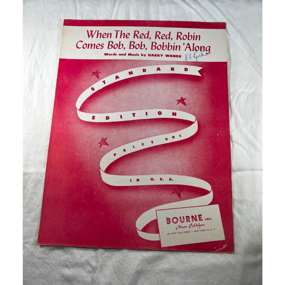 Vintage Sheet Music 1926 Woods When Red Robin Comes Bobbin Along Standard Ed. - Picture 1 of 2